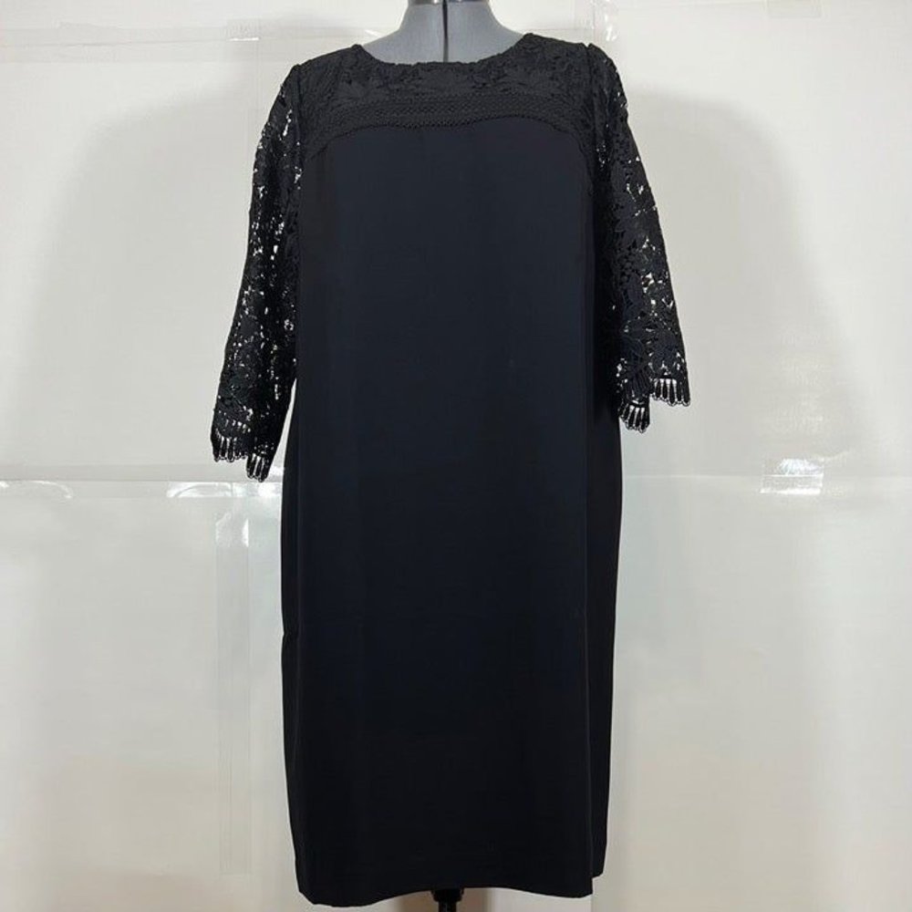 Talbots RSVP NWOT Sz 14W Illusion Floral Lace 3/4 Sleeves Dress - Picture 8 of 11